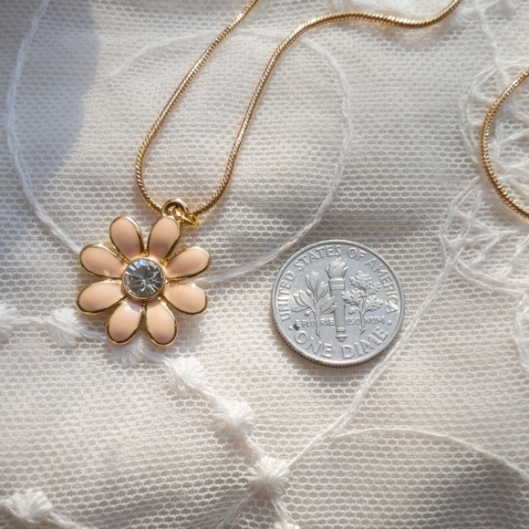 Coach Pave Daisy Flower Charm Gold Plated Necklace - Picture 5 of 7